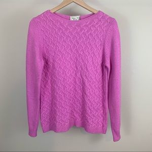 NWT Cashmere Silk Co. Trellis Knit Sweater Pink L